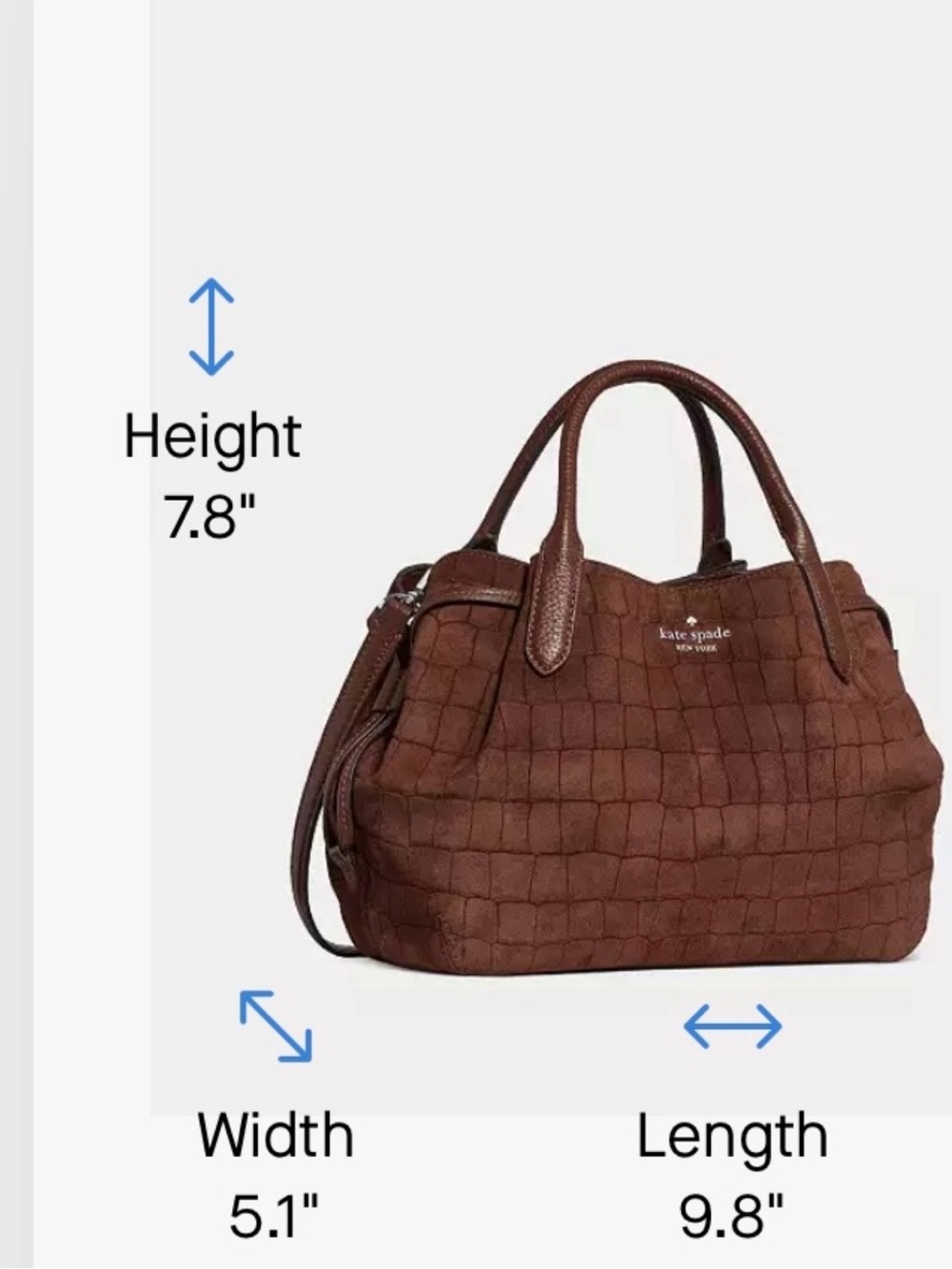 kate spade New York Brown Dumpling Croc Suede Top-Handle Satchel Bag - Picture 11 of 12